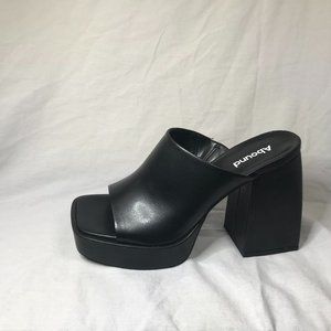 Abound Nevada Platform Block Heel Slide Sandal Black Size 7.5